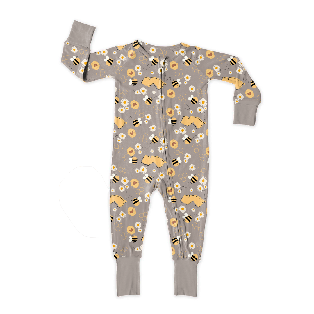 New Jersey Honey Bee Convertible Baby Footie with Grips