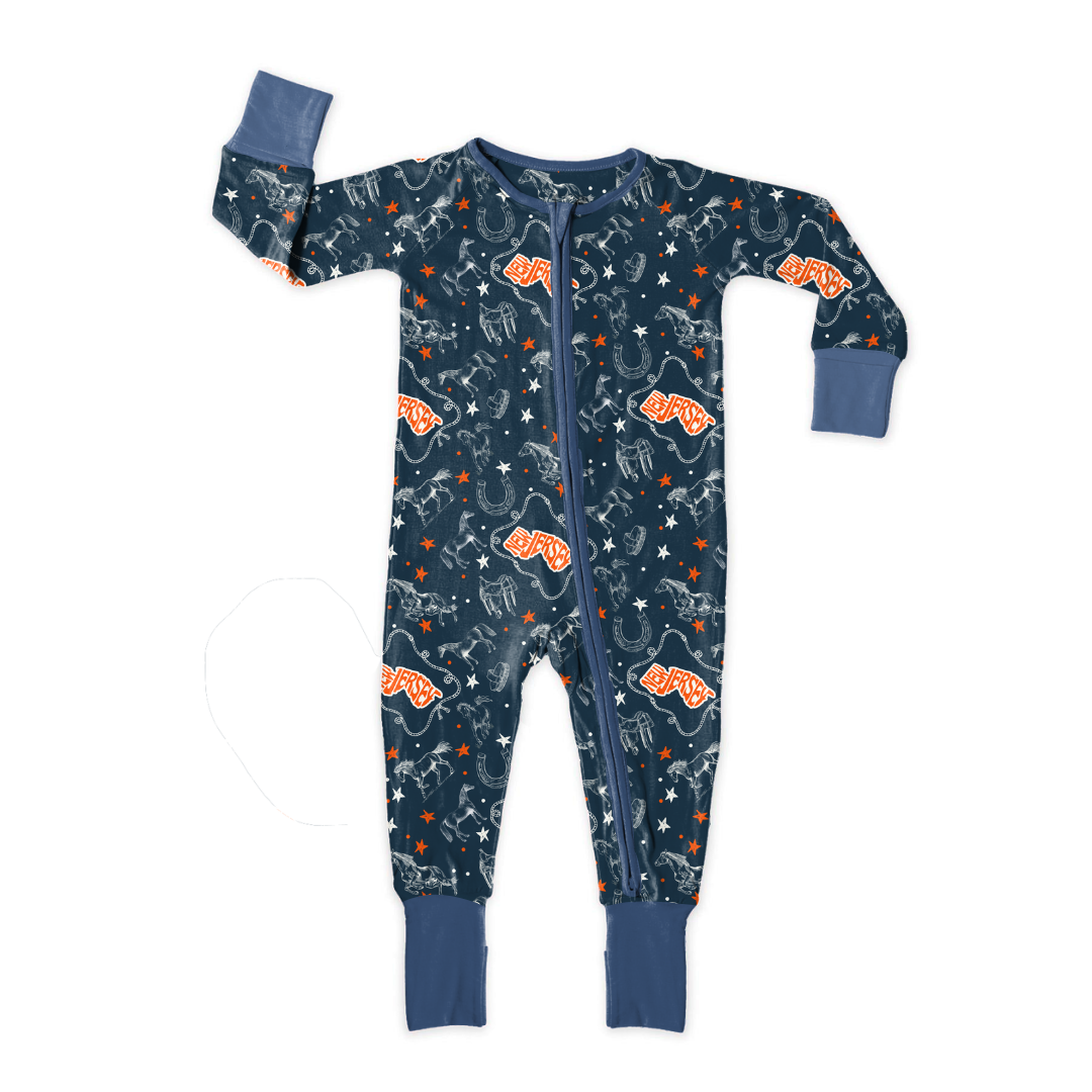 New Jersey Horse Convertible Baby Footie with Grips