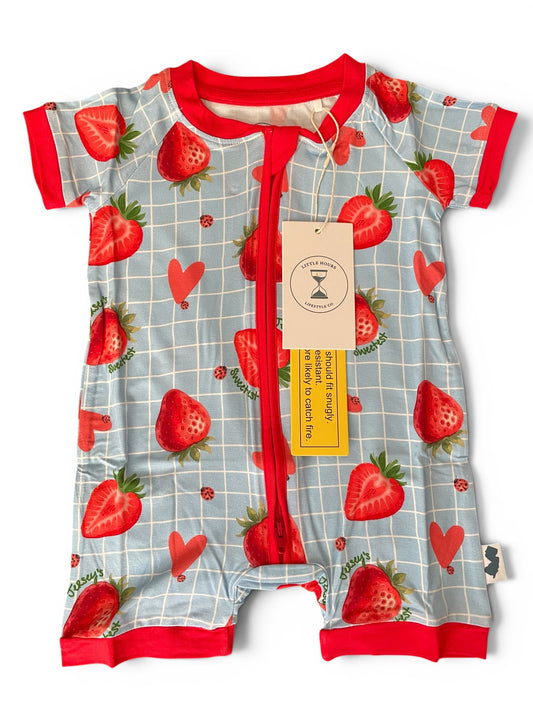 Sweet Jersey Strawberry Bamboo Romper