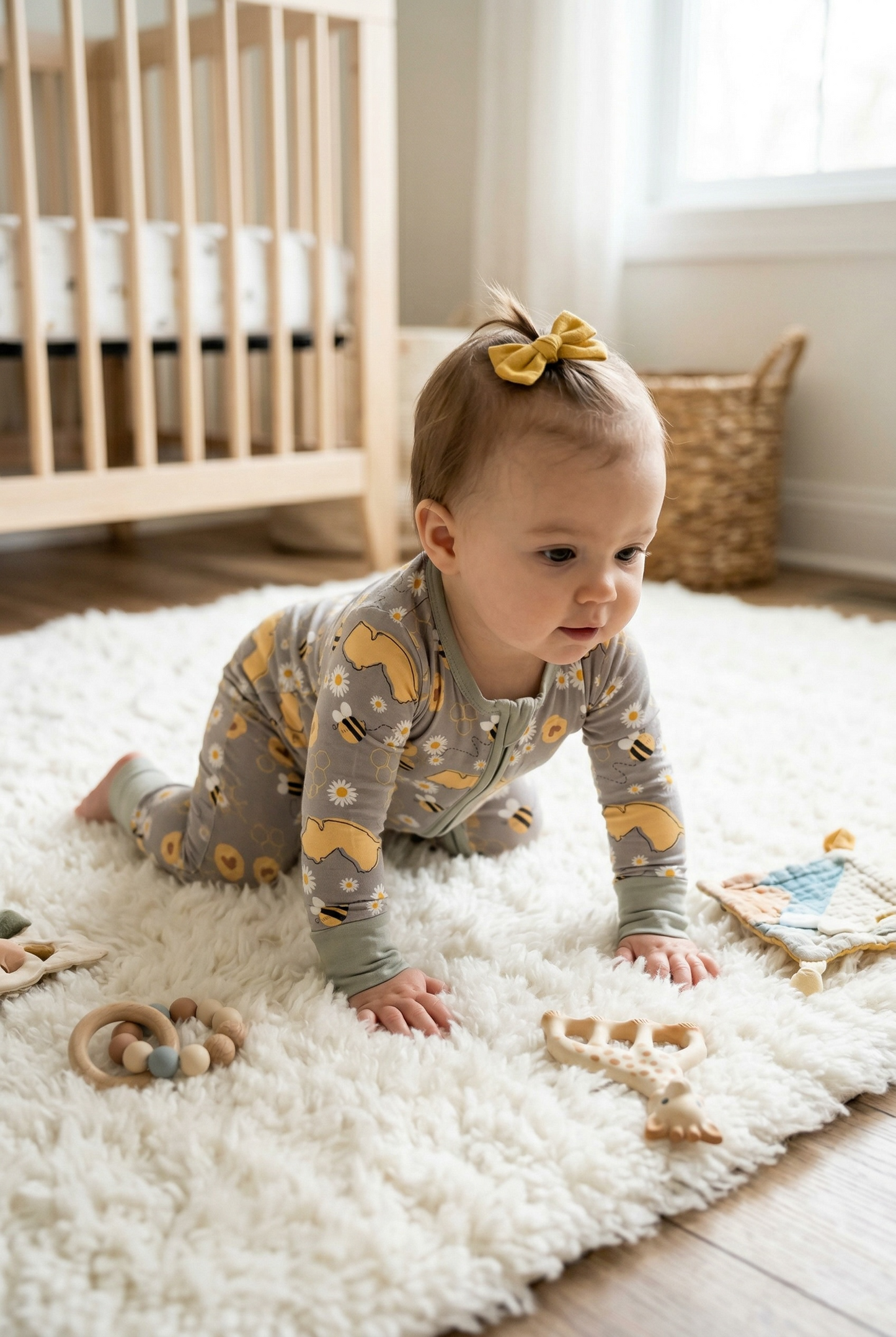 New Jersey Honey Bee Convertible Baby Footie with Grips