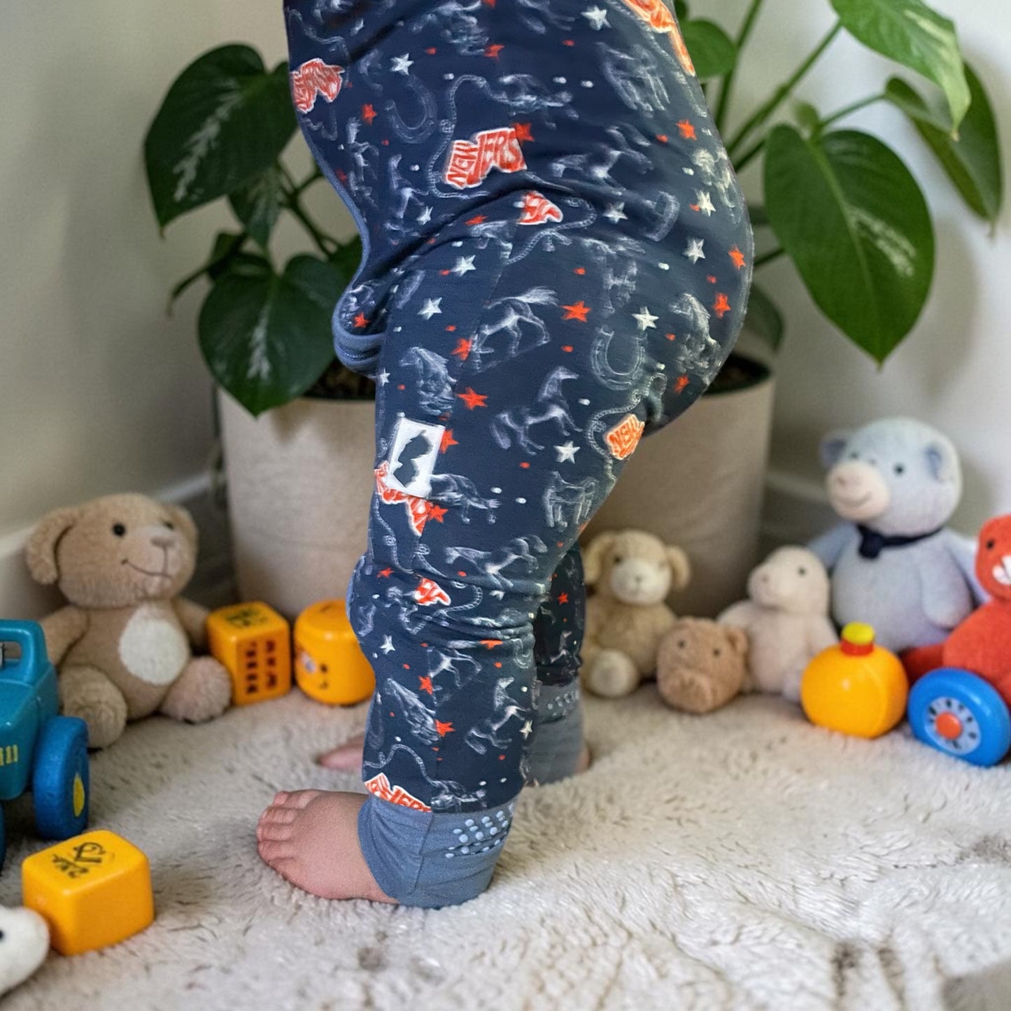 New Jersey Horse Convertible Baby Footie with Grips