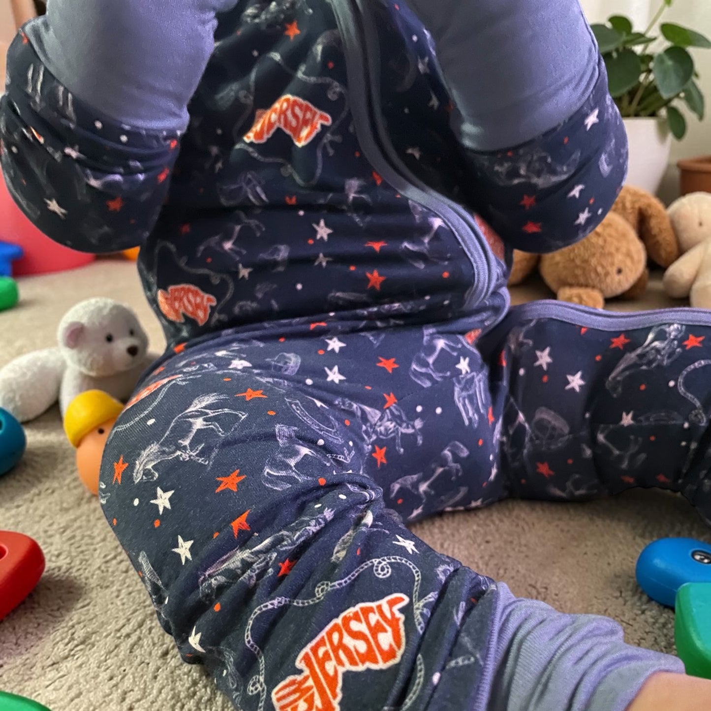 New Jersey Horse Convertible Baby Footie with Grips